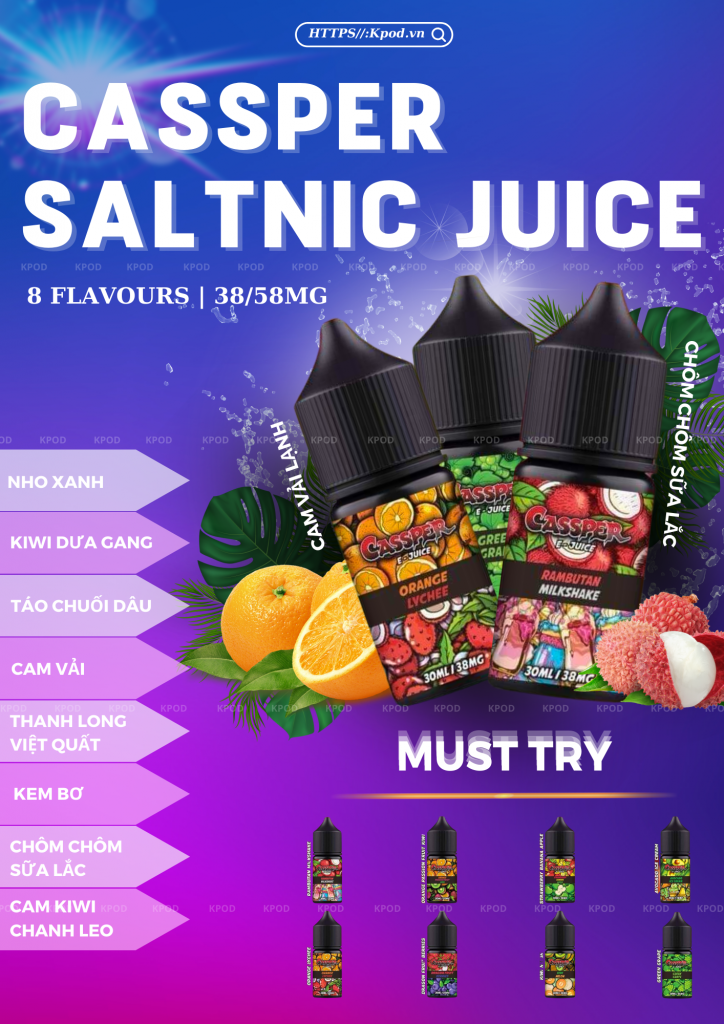 CASSPER SALTNIC JUICE | 38/58MG | SMOKIO 49 | KPOD - Kpod